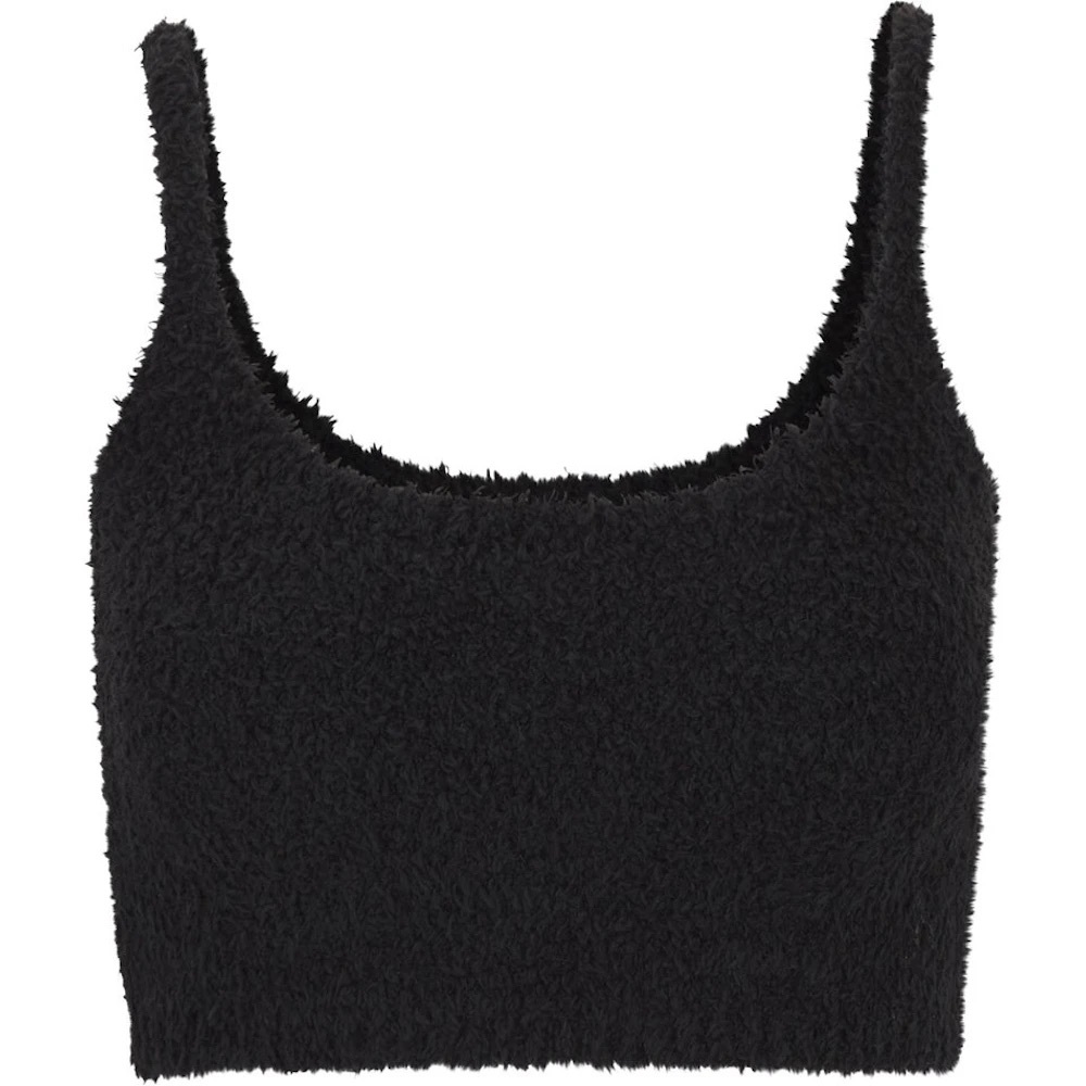 SKIMS Black Fuzzy Cropped Tank Top